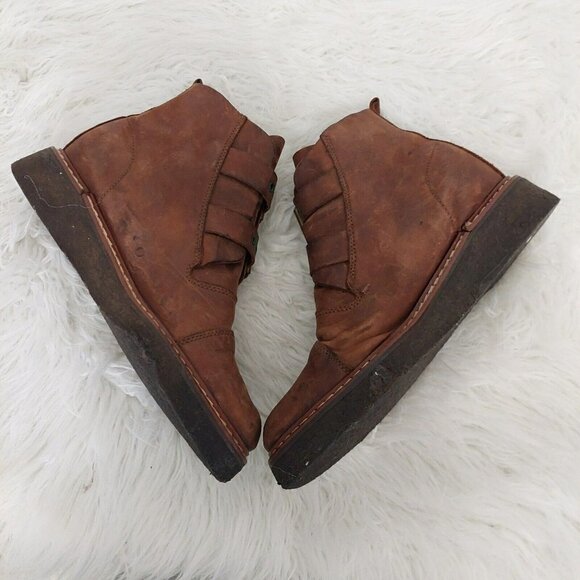 Charles Jourdan Bis Brown Double Strap Suede‎ Leather Ankle Boots Booties Size 8 - Picture 5 of 9
